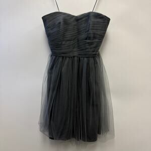 J.Crew Strapless Gray Tulle Dress Ruching Tulle Sz 0
